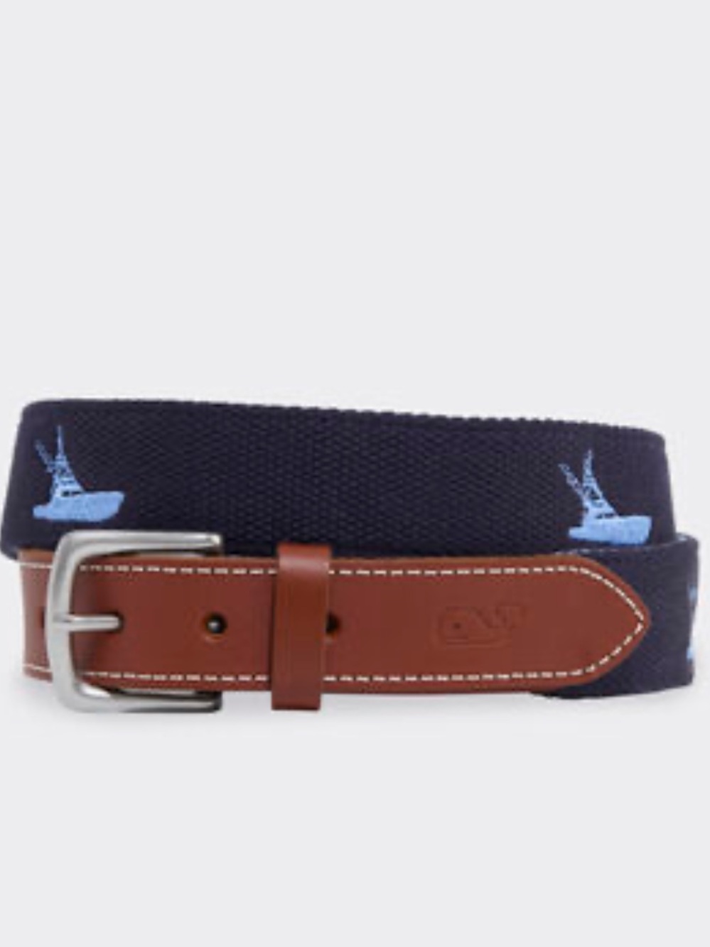 Vineyard Vines Mens Sportfisher Boat Embroidered Canvas Club Belt